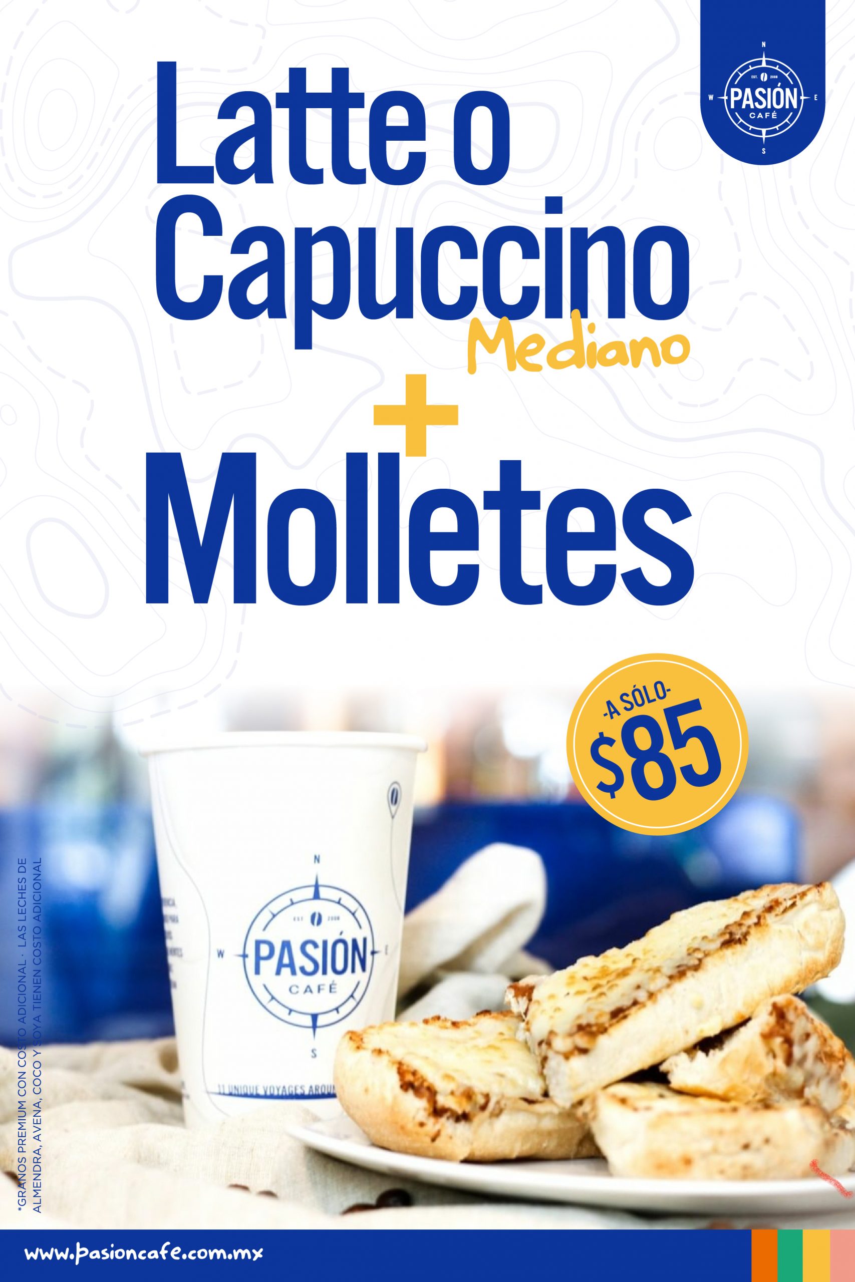 Pasión Café Capuchino + Molletes